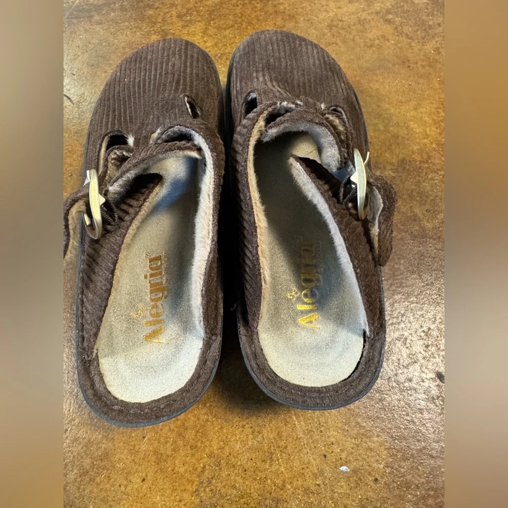 Algeria fur lined brown corduroy slip on mary Jane orthepedic shoes 9 - Picture 4 of 11